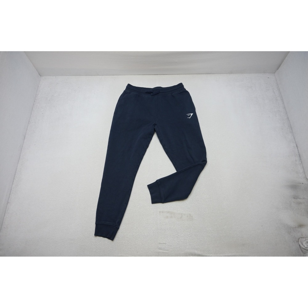 Gymshark Joggers Mens Large Navy Blue Tapered Logo Sweatpants Excellent